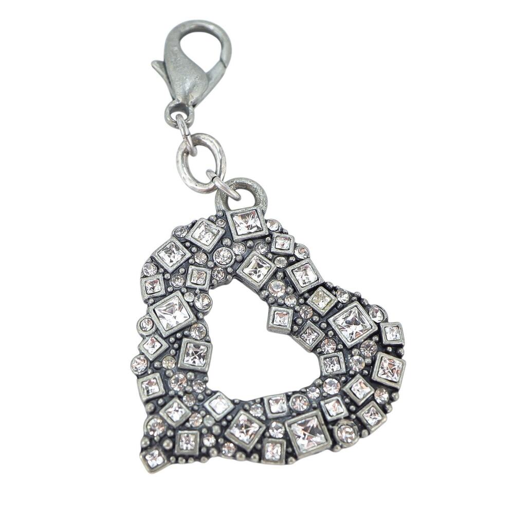 Chico's Silver Tone Rhinestone Heart Key Chain Fob Charm ❤ Association 2010